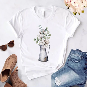 Ženske Obleke Počitnice na Plaži 2021 Cvetlični Poletje Moda Kratek Rokav Tiskanja Risanka Tshirt Ženske Tee Vrh Graphic T-shirt