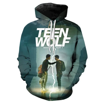 TV Serije Teen Wolf 3D Tiskanja Hoodie Sweatshirts Harajuku Prevelik pulover s kapuco Moški Ženske Modni Teen Wolf Sezona 5 6 Priložnostne Puloverju