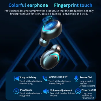 TWS Bluetooth Slušalke V5.0 9D Brezžične Stereo Slušalke Šport Vodotesne Slušalke Mini Res Čepkov Slušalke za mobilni telefon