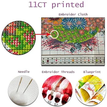 Mandala Cvet DIY Vezenje Navzkrižno Šiv 11CT Kompleti Needlework Obrti Nastavite Natisnjeni Platno Bombažno Nit Dom Soba Dekoracijo