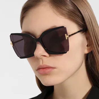Blagovne znamke Oblikovalec T sončna Očala 2021 Novo Prevelik Kvadratnih Ženske sončna Očala Ženski Velik Okvir Pisane Odtenke fpr ženske Oculos