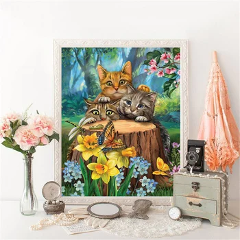 HUACAN Polni Sveder Diamantni Slikarstvo Nov Prihod Mačka Vezenje Živali Mozaik Ročno izdelan Darilni Doma Dekor Diamantno Art 116808
