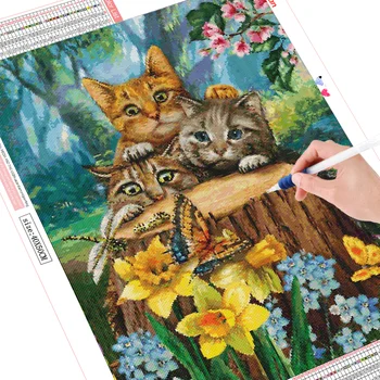 HUACAN Polni Sveder Diamantni Slikarstvo Nov Prihod Mačka Vezenje Živali Mozaik Ročno izdelan Darilni Doma Dekor Diamantno Art