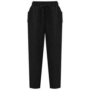 Hlače ženska visoko pasu Gleženj dolžina poletje slim harem Priložnostno črne jahalne hlače za ženske 5XL 6XL
