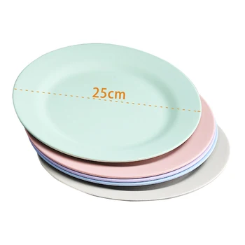 25 cm Plošče servis Pšenične Slame Plošče Nezlomljiv Lahka Večerja Plošče za Večkratno uporabo plastično ploščo Set Set Večerja Plošče