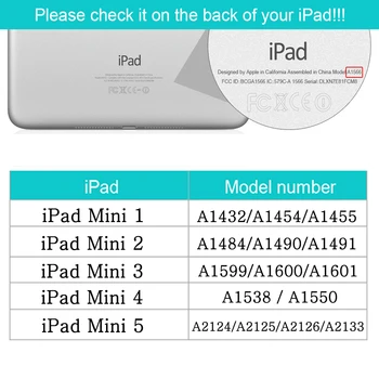 Funda Apple iPad Mini 1 2 3 4 5 7.9 2019 Tablični Primeru Stojalo Flip Auto Wake Smart Cover Slim Coque + Kaljeno Steklo Film