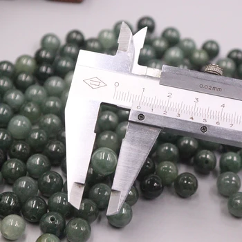 Naravni Razred A Jade / Jadeit Kroglice Olje-zeleni Krog Svoboden Kroglice 10mmW (Debelo) Visoke kakovosti Jade