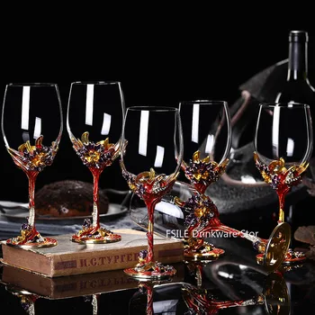 2-delni darilni embalaži emajl vino kristalni pokal set visoko kakovostnih kristalni pokal kozarec vina Šampanjec Pokal
