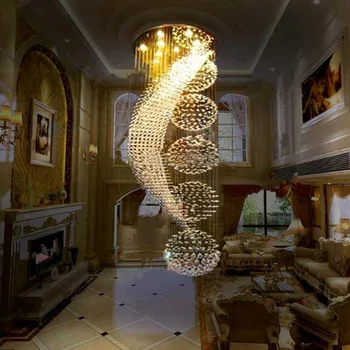 Dolge stopnice sodobne svetilke kristalni lestenec LED luči eleganten design hotel Villa dvorani razsvetljavo vzmetenje žice