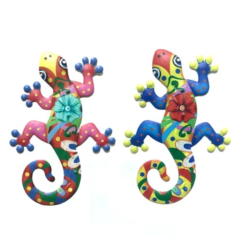 2pcs Nerjavnimi Železa Umetnosti Zidana Gecko Stenski Dekor Kovinski Kuščar Za Okras Doma Ali na Vrtu Dekoracijo, Dekoracijo Exterieure