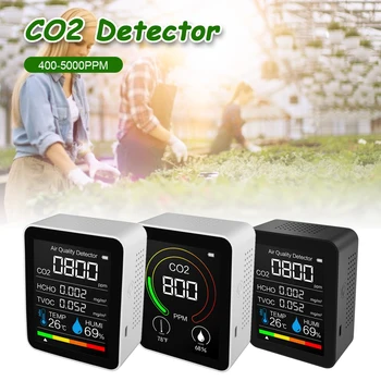 Prenosni CO2 Digitalni Merilnik Temperature in Vlažnosti Tipalo Tester Kakovost Zraka Monitor Ogljikovega Dioksida TVOC Formaldehida HCHO Detektor