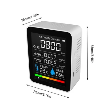 Prenosni CO2 Digitalni Merilnik Temperature in Vlažnosti Tipalo Tester Kakovost Zraka Monitor Ogljikovega Dioksida TVOC Formaldehida HCHO Detektor