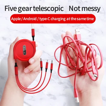 3 v 1 zložljive usb kabel za iPhone 11 12 pro max polnjenje tip c kabel telefonski polnilnik, mikro usb za xiaomi redmi opomba 10s 12084