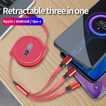 3 v 1 zložljive usb kabel za iPhone 11 12 pro max polnjenje tip c kabel telefonski polnilnik, mikro usb za xiaomi redmi opomba 10s