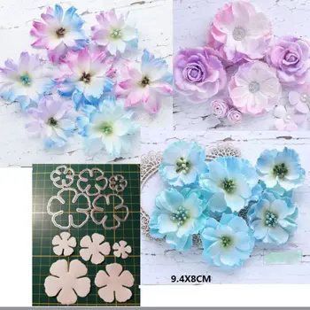 Pet cvetnih listov Cvet Rezanje Kovin Matrice Matrica Scrapbooking DIY Album Žig Papirja