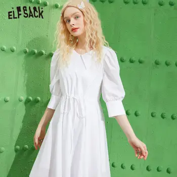 ELFSACK Kariran Britanski Linije Casual Vintage Obleke Ženske,2021 Poletje Loki Backless korejske Ženske Počitnice Stranka Obleko 121749