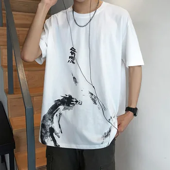 Smešno Anime Tiskanja Prevelik Moški Majica s kratkimi rokavi Hip-Hop Bombaža T-shirt Poletje Japonski Moški Vzročno Tshirts 5XL Moda Svoboden Tees 2021 121927