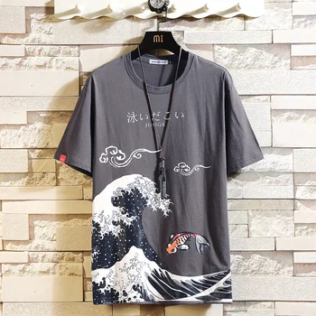 Smešno Anime Tiskanja Prevelik Moški Majica s kratkimi rokavi Hip-Hop Bombaža T-shirt Poletje Japonski Moški Vzročno Tshirts 5XL Moda Svoboden Tees 2021