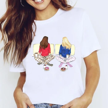 Ženske Grafični Cvet Sestre, Prijatelji, Ljubezen Sweet Modni 2021 Tiskanje Risanka Lady Oblačila Vrhovi Tees Tiskanja Tshirt Ženske T-Shirt