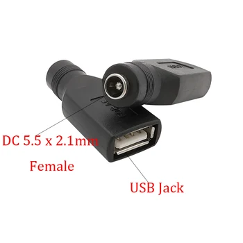 2Pcs DC Power Interface Pretvorbo USB Ženski Jack DC5.5 x 2.1 mm Jack Ženski 5V USB DC Napajanje Svečke Konektor Adapter za Prenosnik