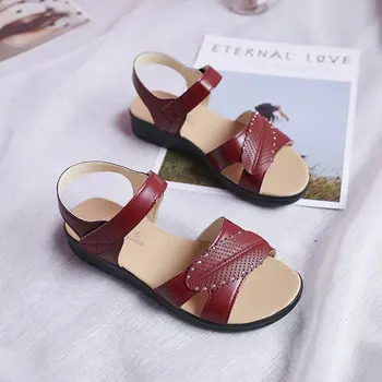 ženske sandali 2021 nove ženske usnjene obutve ravno sandali ženske, mehko dno, priložnostne poletje čevlji mati čevlji brezplačna dostava