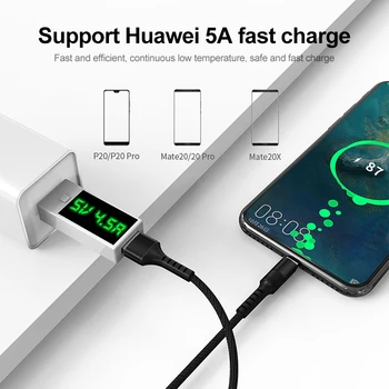 Za Huawei Samsung Mobilni Telefon Dodatki Tipa C 5A USB Kabel za Polnjenje, Super Hitro Polnjenje Podatkov v Skladu Mobilni Telefon Kabli