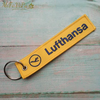 MiFaViPa 1PC Rumena Lufthansa Keychain Moda Trinket Trak Vezenje Letalstva Ključnih Verige za Moške, Darilo Letalske Posadke Prtljage Oznako 123183
