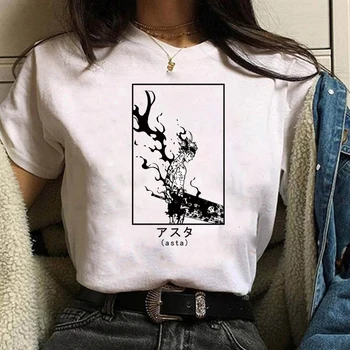 Črna Detelja Majica Moški in Ženska Bela Priložnostne Svoboden Anime T-Shirt Moda