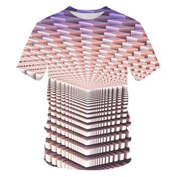 Novi 3D T-shirt,2021 Poletje,Smešno T-shirt,geometrijske sliko，sijoči in bleščečih,T-shirt z 3D tiskanje