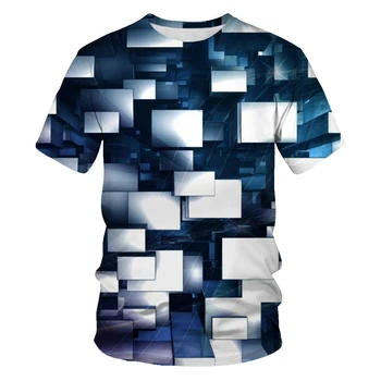Novi 3D T-shirt,2021 Poletje,Smešno T-shirt,geometrijske sliko，sijoči in bleščečih,T-shirt z 3D tiskanje