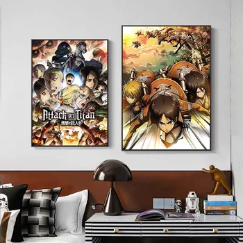 Napad na Titan Plakatov in Fotografij Klasični Japonski Anime Platno Slikarstvo Levi Jaeger Wall Art Slik, Dnevna Soba Dekor 124652