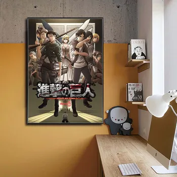 Napad na Titan Plakatov in Fotografij Klasični Japonski Anime Platno Slikarstvo Levi Jaeger Wall Art Slik, Dnevna Soba Dekor