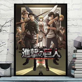 Napad na Titan Plakatov in Fotografij Klasični Japonski Anime Platno Slikarstvo Levi Jaeger Wall Art Slik, Dnevna Soba Dekor