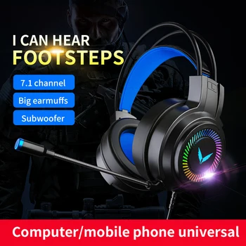 Za PC, Laptop Igre Gaming Slušalke Slušalke Prostorski Zvok, Stereo Žične Slušalke USB Mikrofon, Slušalke Barva Svetlobe Dropship