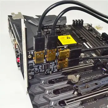 5PCS PCIE PCI-E PCI Express Kartico Riser 1x do 16x 1 do 4 USB 3.0 Režo Multiplikator Hub Adapter Za Bitcoin Mining Rudar BTC Naprav
