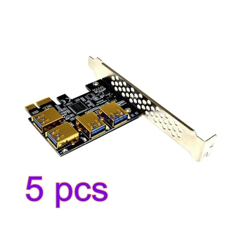 5PCS PCIE PCI-E PCI Express Kartico Riser 1x do 16x 1 do 4 USB 3.0 Režo Multiplikator Hub Adapter Za Bitcoin Mining Rudar BTC Naprav