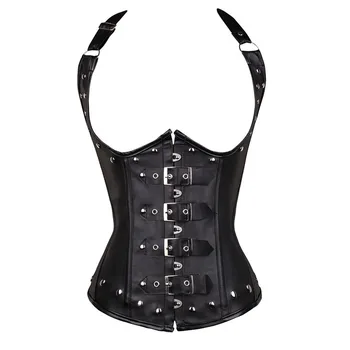 Seksi Povodcem Usnje Gothic Corselet Clubwear Kostum Dancerwear Oblačila Pas Trener Underbust Korzet Plus Velikost 6XL