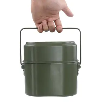 Nemčija Vojaško Zelena 3pcs v 1 Camping kuhinjskih pripomočkov Kuhar Set Pohodništvo Preživetje Bento Kosilo Škatle Pot/Skledo Whosale&Dropship