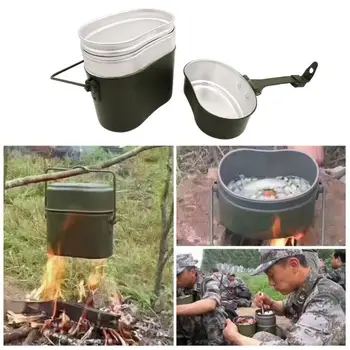 Nemčija Vojaško Zelena 3pcs v 1 Camping kuhinjskih pripomočkov Kuhar Set Pohodništvo Preživetje Bento Kosilo Škatle Pot/Skledo Whosale&Dropship