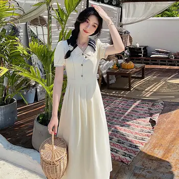 Urad Dama Dolge Obleke za Ženske Elegantno Elegantno Dvojno plast Obleke, Ženski francoski Slim Letnik Oblikovalec korejski Obleki Ženske 2021