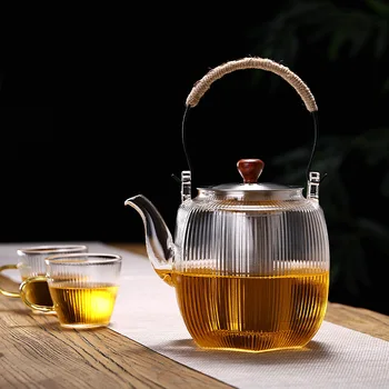 Čajnik toplotno odporno steklo čajnik čaja nastavite Kitajski čaj nastavite lonec aparat za filter 1100ml trajne grelnik vode čaj grelnik vode čaj infuser 12676