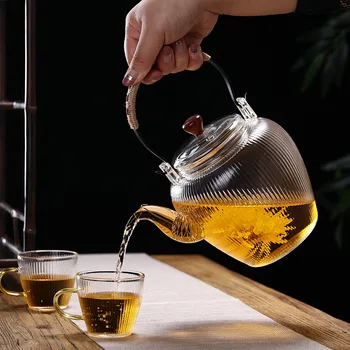 Čajnik toplotno odporno steklo čajnik čaja nastavite Kitajski čaj nastavite lonec aparat za filter 1100ml trajne grelnik vode čaj grelnik vode čaj infuser