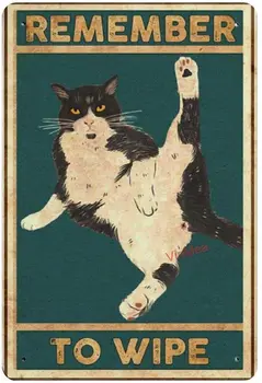 Vintage Plakat Kovinski Znak Mačka Lizanje Ne Pozabite, Da Obrišite Zavit Plakat Letnik Videti Razmnoževanje Kovinski Znak 8