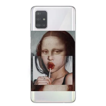 Smešno Retro Črtna Koda Etiketi David Mona Lisa Mehko Primerih Za Samsung Galaxy S6 S7 S8 S9 Plus S10Plus S20 Plus S20 Ultra Kritje Coque