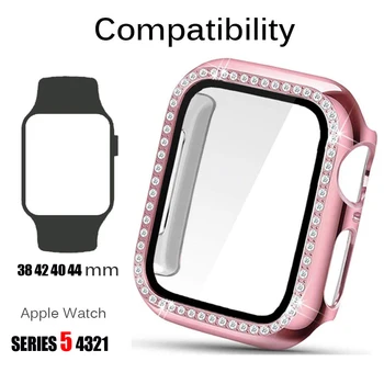 Steklo+cover Za Apple Watch primeru, 44 mm 40 mm iWatch 42mm 38 mm odbijača Screen Protector Pribor za Apple gledati serije 6 5 4 3 2
