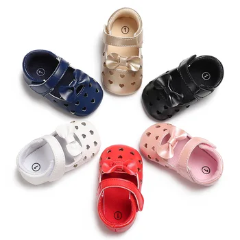 Moda Novorojenih otrok čevlji poletje baby lok dekleta slip openwork dihanje čevlji