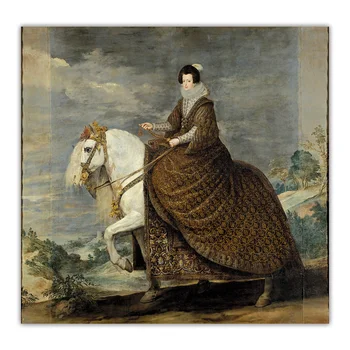 Diego Velazquez《Kraljica Isabel de Borbon na Konju》Platno Umetnosti Oljna slika, Poster Sliko Steni Visi Doma Dekor Dekoracijo