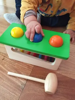 [Zabavno] Baby Lesa Zvok Knock Žogo Tolkala Udarec in Spusti Instrumenti Kovanje in Razbijanje Roll Klopi, glasbo, igrače, otroci darilo