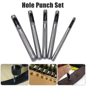 Debele Jeklene Usnje Okroglo Obliko Hole Punch Kit Pasu Watch Band Votlih DIY Orodja Z Box 3 mm-7mm