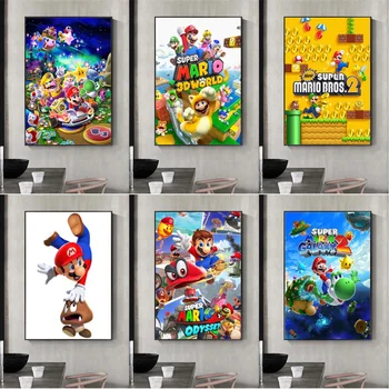 Super Mario Video Igre Vroče Umetniško Platno Slikarstvo Letnik Plakatov in Fotografij Stenskih slikah, Dekoracijo Doma za dnevno Sobo 131533